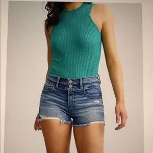 BKE Denim Gabby Distressed High Rise Shorts size 25 Festival Rodeo